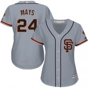 Wholesale Cheap Giants #24 Willie Mays Grey Road 2 Women's Stitched MLB Jersey