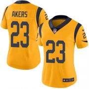 Wholesale Cheap Nike Rams #23 Cam Akers Gold Women's Stitched NFL Limited Rush Jersey
