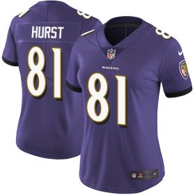 Wholesale Cheap Nike Ravens #81 Hayden Hurst Purple Team Color Women\'s Stitched NFL Vapor Untouchable Limited Jersey