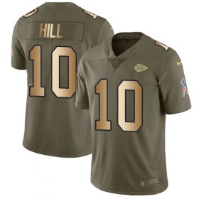 Wholesale Cheap Nike Chiefs #10 Tyreek Hill Olive/Gold Men\'s Stitched NFL Limited 2017 Salute To Service Jersey