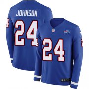 Wholesale Cheap Nike Bills #24 Taron Johnson Royal Blue Team Color Men's Stitched NFL Limited Therma Long Sleeve Jersey