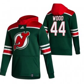 Wholesale Cheap New Jersey Devils #44 Miles Wood Adidas Reverse Retro Pullover Hoodie Green