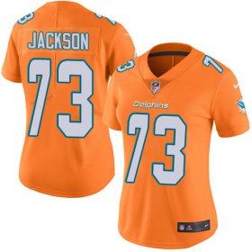 Wholesale Cheap Nike Dolphins #73 Austin Jackson Orange Women\'s Stitched NFL Limited Rush Jersey