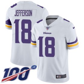 Wholesale Cheap Nike Vikings #18 Justin Jefferson White Men\'s Stitched NFL 100th Season Vapor Untouchable Limited Jersey