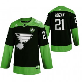 Wholesale Cheap St. Louis Blues #21 Tyler Bozak Men\'s Adidas Green Hockey Fight nCoV Limited NHL Jersey
