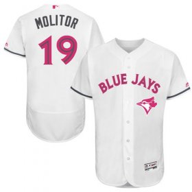 Wholesale Cheap Blue Jays #19 Paul Molitor White Flexbase Authentic Collection Mother\'s Day Stitched MLB Jersey