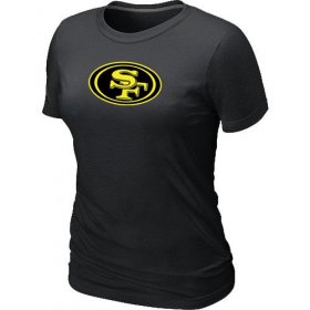 Wholesale Cheap Women\'s San Francisco 49ers Neon Logo Charcoal T-Shirt Black