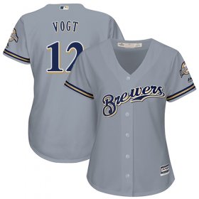 Wholesale Cheap Brewers #12 Stephen Vogt Grey Road Women\'s Stitched MLB Jersey