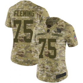 Wholesale Cheap Nike Giants #75 Cameron Fleming Camo Women\'s Stitched NFL Limited 2018 Salute To Service Jersey