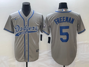 Wholesale Cheap Men's Los Angeles Dodgers #5 Freddie Freeman Grey Cool Base Stitched Baseball Jersey1