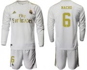 Wholesale Cheap Real Madrid #6 Nacho White Home Long Sleeves Soccer Club Jersey