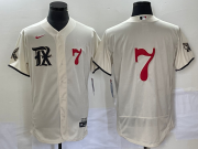 Wholesale Cheap Men's Texas Rangers #7 Ivan Rodriguez Number Cream 2023 City Connect Flex Base Stitched Baseball Jersey