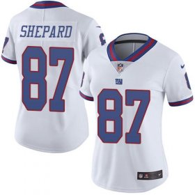 Wholesale Cheap Nike Giants #87 Sterling Shepard White Women\'s Stitched NFL Limited Rush Jersey