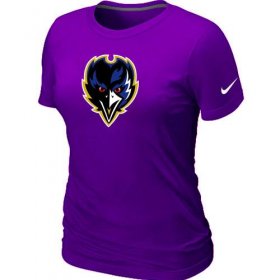 Wholesale Cheap Women\'s Baltimore Ravens Team Logo T-Shirt Purple