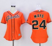 Wholesale Cheap Giants #24 Willie Mays Orange Women's Alternate Stitched MLB Jersey