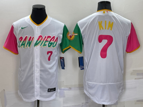 Wholesale Men\'s San Diego Padres #7 Ha Seong Kim Number White 2022 City Connect Flex Base Stitched Jersey