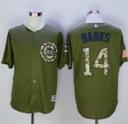 Wholesale Cheap Cubs #14 Ernie Banks Green Camo New Cool Base Stitched MLB Jersey