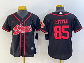 Wholesale Cheap Women\'s San Francisco 49ers #85 George Kittle Black With Patch Cool Base Stitched Baseball Jersey