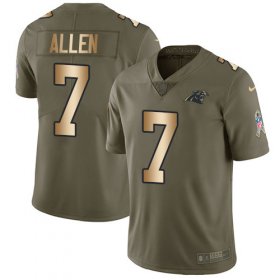 Wholesale Cheap Nike Panthers #7 Kyle Allen Olive/Gold Men\'s Stitched NFL Limited 2017 Salute To Service Jersey