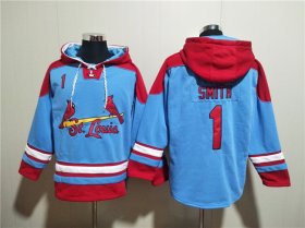 Wholesale Cheap Men\'s St.Louis Cardinals #1 Ozzie Smith Blue Ageless Must-Have Lace-Up Pullover Hoodie