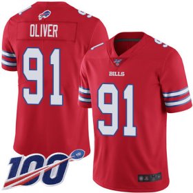 Wholesale Cheap Nike Bills #91 Ed Oliver Red Men\'s Stitched NFL Limited Rush 100th Season Jersey