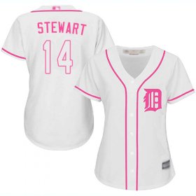 Wholesale Cheap Tigers #14 Christin Stewart White/Pink Fashion Women\'s Stitched MLB Jersey
