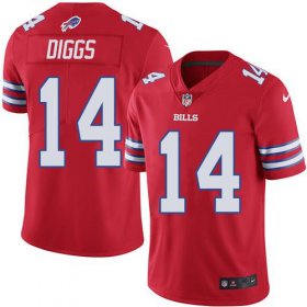 Wholesale Cheap Nike Bills #14 Stefon Diggs Red Men\'s Stitched NFL Limited Rush Jersey