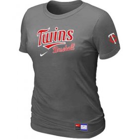 Wholesale Cheap Women\'s Minnesota Twins Nike Short Sleeve Practice MLB T-Shirt Crow Grey