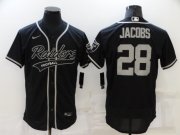 Wholesale Cheap Men's Las Vegas Raiders #28 Josh Jacobs Black Stitched MLB Flex Base Nike Baseball Jersey