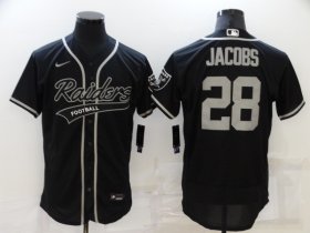 Wholesale Cheap Men\'s Las Vegas Raiders #28 Josh Jacobs Black Stitched MLB Flex Base Nike Baseball Jersey