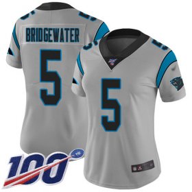 Wholesale Cheap Nike Panthers #5 Teddy Bridgewater Silver Women\'s Stitched NFL Limited Inverted Legend 100th Season Jersey