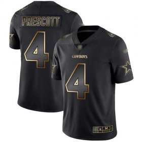 Wholesale Cheap Nike Cowboys #4 Dak Prescott Black/Gold Men\'s Stitched NFL Vapor Untouchable Limited Jersey