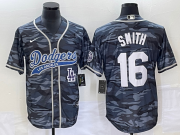 Wholesale Cheap Men's Los Angeles Dodgers #16 Will Smith Gray Camo Cool Base With Patch Stitched Baseball Jersey