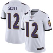 Wholesale Cheap Nike Ravens #12 Jaleel Scott White Men's Stitched NFL Vapor Untouchable Limited Jersey