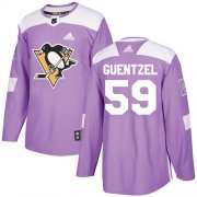 Wholesale Cheap Adidas Penguins #59 Jake Guentzel Purple Authentic Fights Cancer Stitched NHL Jersey