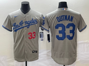 Wholesale Cheap Men's Los Angeles Dodgers #33 James Outman Grey Flex Base Stitched Jersey