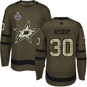 Cheap Adidas Stars #30 Ben Bishop Green Salute to Service Youth 2020 Stanley Cup Final Stitched NHL Jersey