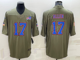 Wholesale Cheap Men\'s Buffalo Bills #17 Josh Allen Olive Salute To Service Limited Stitched Jersey