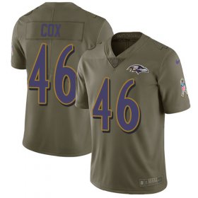 Wholesale Cheap Nike Ravens #46 Morgan Cox Olive Men\'s Stitched NFL Limited 2017 Salute To Service Jersey