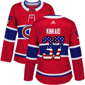 Wholesale Cheap Adidas Canadiens #37 Keith Kinkaid Red Home Authentic USA Flag Women\'s Stitched NHL Jersey