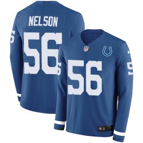 Wholesale Cheap Nike Colts #56 Quenton Nelson Royal Blue Team Color Men\'s Stitched NFL Limited Therma Long Sleeve Jersey