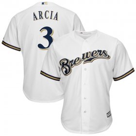 Wholesale Cheap Milwaukee Brewers #3 Orlando Arcia Majestic Cool Base Home Player Jersey White