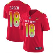 Wholesale Cheap Nike Bengals #18 A.J. Green Red Men's Stitched NFL Limited AFC 2018 Pro Bowl Jersey