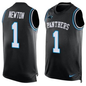 Wholesale Cheap Nike Panthers #1 Cam Newton Black Team Color Men\'s Stitched NFL Limited Tank Top Jersey