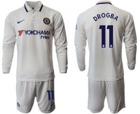 Wholesale Cheap Chelsea #11 Drogba Away Long Sleeves Soccer Club Jersey