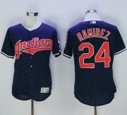 Wholesale Cheap Indians #24 Manny Ramirez Navy Blue Flexbase Authentic Collection Stitched MLB Jersey