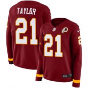 Wholesale Cheap Nike Redskins #21 Sean Taylor Burgundy Red Team Color Women's Stitched NFL Limited Therma Long Sleeve Jersey