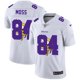 Wholesale Cheap Minnesota Vikings #84 Randy Moss White Men\'s Nike Team Logo Dual Overlap Limited NFL Jersey