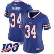 Wholesale Cheap Nike Bills #34 Thurman Thomas Royal Blue Team Color Women's Stitched NFL 100th Season Vapor Limited Jersey