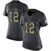 Wholesale Cheap Nike Cowboys #12 Roger Staubach Black Women's Stitched NFL Limited 2016 Salute to Service Jersey